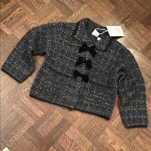 Zara Girls Chanel style cardigan jacket Gray with silver size 6T